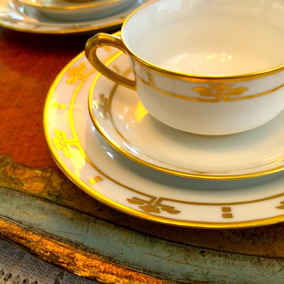 EUC- Antique Haviland France Deco HP Breakfast Set for two - Picture 3 of 15